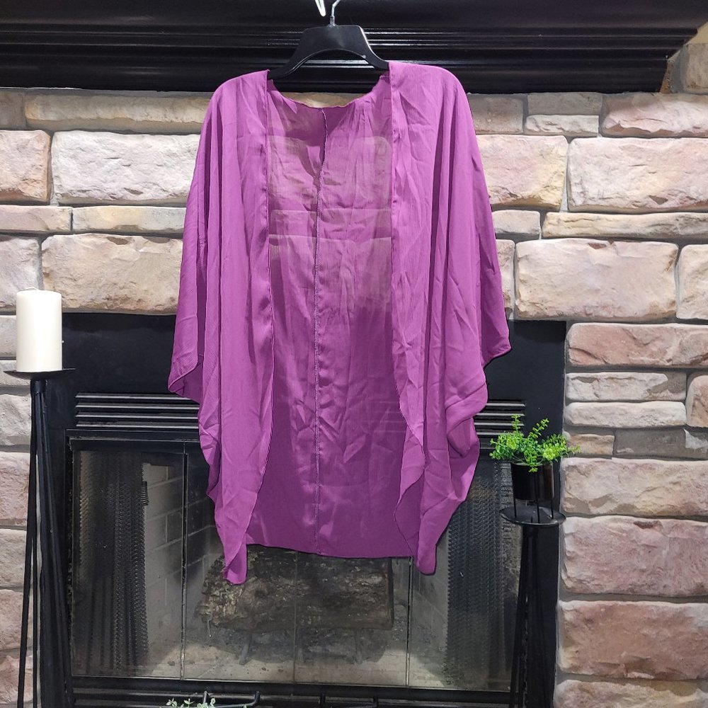 Purple sheer short sleeve cardigan Size 2XL